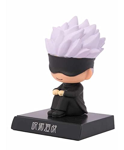 Image of Awestuffs Phone Holder Bobblehead Action Figure for Car Dashboard, Office Desk & Study Table (Pack of 1) (Satoru Gojo Sitting)