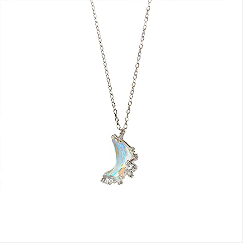 Collier lune en cristal anti-irritation ras du cou mariage suspendu chic