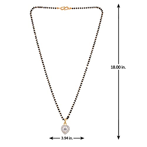 Women's Heart Shaped CZ Studded Mangalsutra Set, Sparkling Gift
