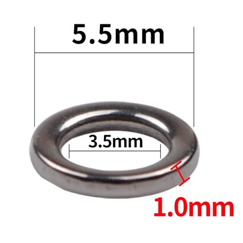 Anillos sólidos de pesca 100 piezas acero inoxidable miniatura 3