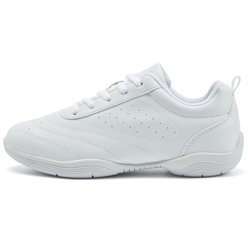 Image of Cheer Shoes Girls White Dance Shoes Youth Cheerleading Sports Training Athletic Comfortable Shoes Flats Girl