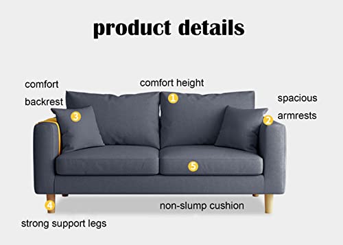 Sofa Couch Loveseat Sofa Chair Cotton And Linen Fabric 2-Seater Sofa Modern Decor Furniture Love Seat Couch With 2 Throw Pillows For Living Room Bedroom Office And Small Space #TOP5