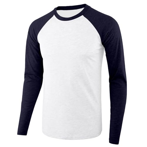 Sudadera para hombre, camiseta de béisbol, bloque de color, manga larga, transpirable, camiseta de verano, camiseta raglán, camiseta de béisbol, camiseta de ocio, camiseta de entrenamiento, azul
