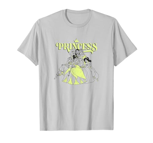 T-shirt Disney Princess coton anti-déformation imprimé néon