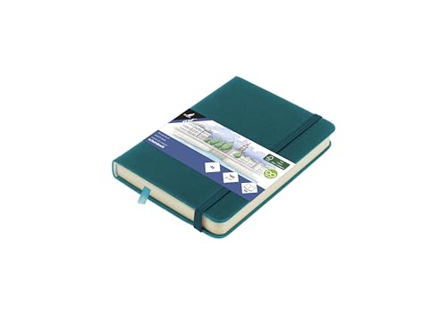 Image of Sketchbook Kangaro A6 Dark Turquoise PU Hard Cover 80 Sheets 140 g Cream Paper with Elastic Band and Ribbon