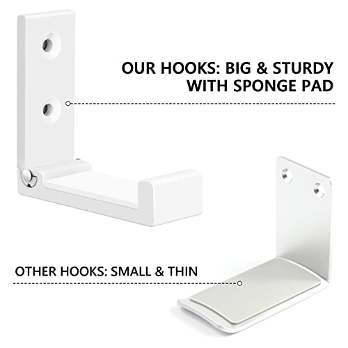 Folding Coat Hooks, 5Pcs White Wall Hooks Heavy Duty For Hanging Coat Towel Backpack, Foldable Adhesive Hooks, Headphone Jacket Holder, Aluminum Alloy No Rust Hooks With Screws For Purse Hat Bag Keys #TOP7
