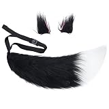LA CARRIE Plush Tail and Ears Faux Fur Animal Fox Wolf Costume Kit for Unisex Kids Adult Party Hallo