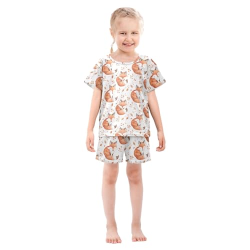 ALAZA Cute Fox Pajamas Short Sleeve 2 Piece Sleepwear Top and Bottom Pajama Set Unisex3