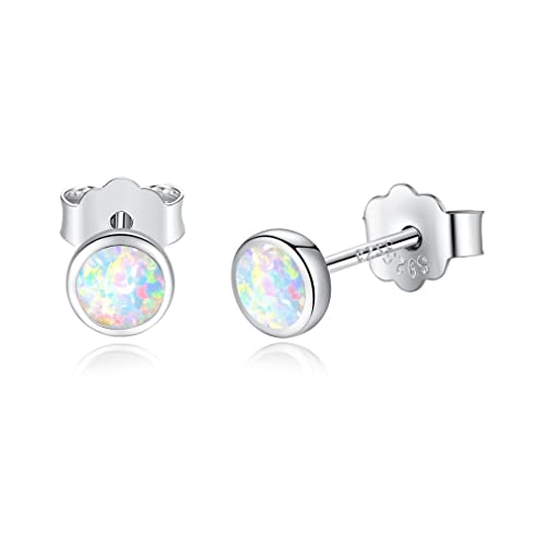 Boucles d'oreilles en opale bleue pour femmes et petites filles