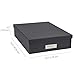 Bigso Oskar Fiberboard Label Frame Document Letter Box - File Organizer Box for Important Paperwork - Document Storage with a Lid & Metal Label Window - 3.3 in x 10.2 in x 13.8 in - Dark Grey