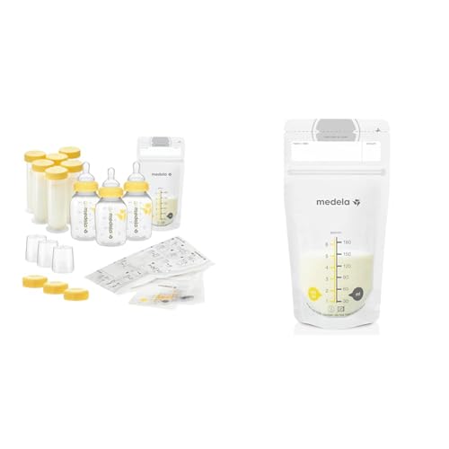 Image of Medela Breastfeeding Gift Set, Breast Milk Storage System; Bottles, Nipples & Breast Milk Storage Bags, 100 Count, Ready to Use Breastmilk Bags