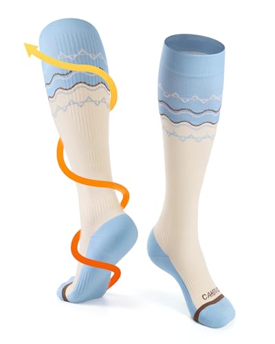 CAMBIVO Compression Socks for Women and Men 15-20 mmHg Flight Socks