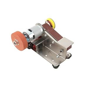 MECUTP Bandschleifmaschine | Stand Bandschleifer, Stationäre Schleifer Mit 10-Teiligen Schleifbändern, Einstellbarer Geschwindigkeiten Elektrischer Band Schleifmaschine - EU Stecker