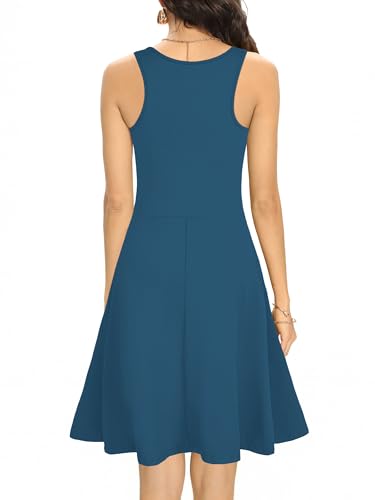 Image of Missufe Women's Sleeveless Racerback Flared Casual Plain Tank Dress