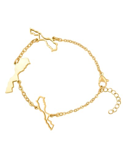 d'origine Bracelet Maroc avec cartes du pays - Unisexe - Pour homme et femme - Bijou marocain - Drapeau du Maroc, Acier inoxydable