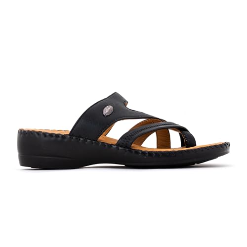 Image of Khadim's Softouch Leather Wedge Heel Slip On Sandal for Women