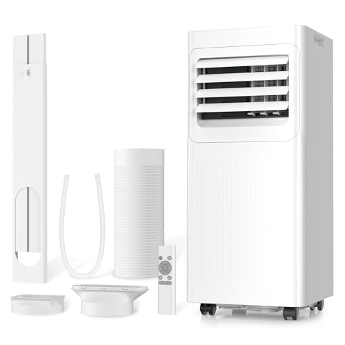 9000 BTU Air Conditioning Unit 4-in-1 Portable Air Conditioner with Cooling Dehumidifier Fan Sleep Mode Self-Evaporation 24H Timer for Rooms Up to 450 Sq. ft Includes Window Seal Kit & R/C