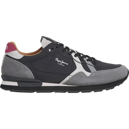 Pepe Jeans Homme Brit Prints M Sneak, Gris foncé, 43 EU