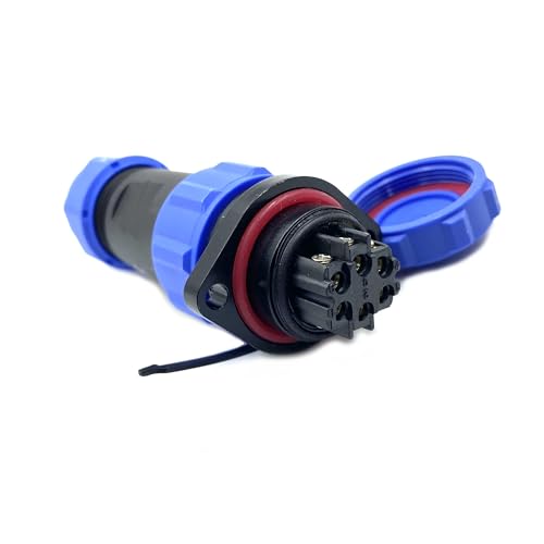 Connettore Spina aeronautica SP21 flangiata a 6 pin senza saldatura a 2 fori IP68 impermeabile e antipolvere per lampade 500V 25A cavo a crimpare a vite 12AWG