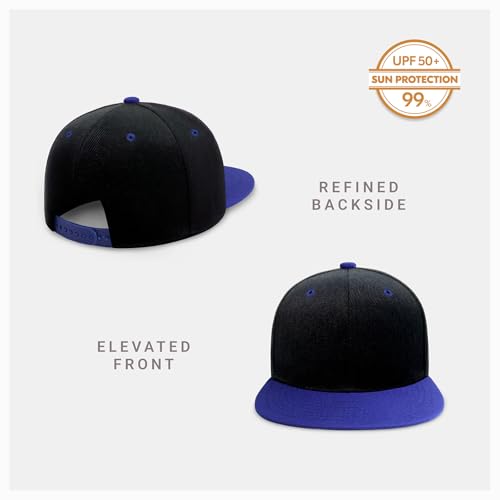Image of CHOK.LIDS Flat Bill Visor Classic Snapback Hat Blank Adjustable Brim High Top End Trendy Color Style Plain Tone Baseball Cap