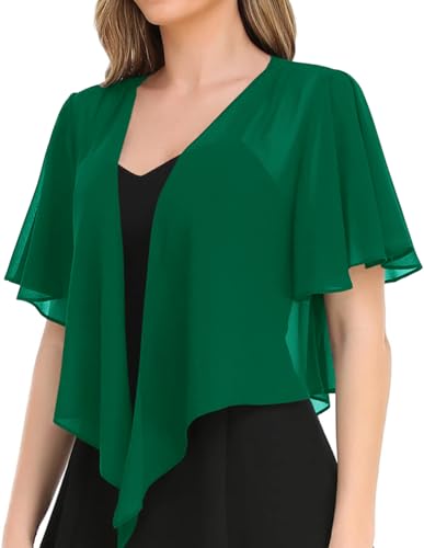 Image of Women's Solid Puff Sleeve Kimono Short Cardigan Loose Cover Up Casual Blouse Top Chiffon