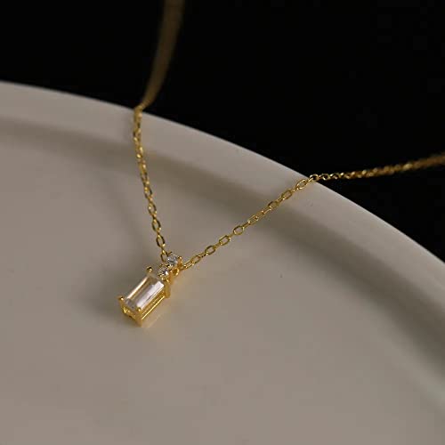 Collier plaqué zircon brillant S925 petit carré diamant
