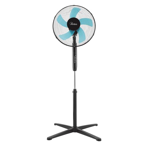 Ardes - AR5ST40PNR Ventilateur sur pied avec télécommande STEELO 40PNR - Base 40 cm oscillante avec inclinaison réglable - Ventilateur sur pied silencieux 3...