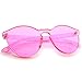 zeroUV One Piece PC Lens Rimless Ultra-Bold Colorful Mono Block Sunglasses 60mm (Light Pink)