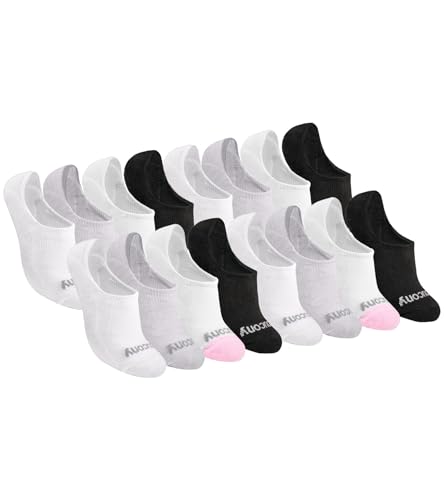 Image of Saucony Women's No Show Cushioned Invisible Liner Socks (8, 16 Pairs)