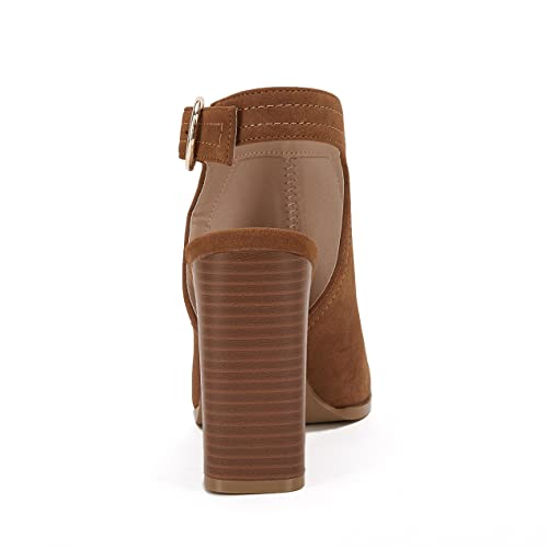 Image of Ermonn Women's Open Peep Toe Sandals Chunky Block High Heel Cutout Booties