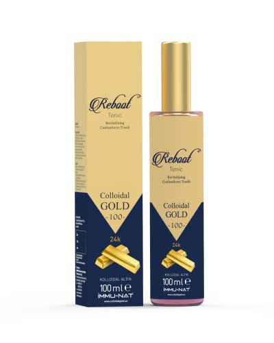 Immu-nat Reboot 24K Colloidal Gold Spray - 100PPM - 3.4oz - Revitalizing Hydrating Mist - Reduces Wrinkles, Boosts Cell Regeneration & Collagen Production - Elegant Glass Bottle