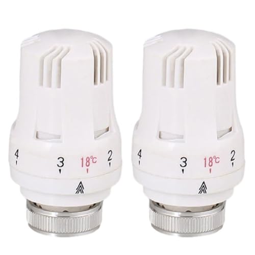 Lot de 2 têtes de radiateur thermostatiques - Contrôle automatique de la température - M30 x 1,5 - Filetage - Système de chauffage pour la maison et le bureau