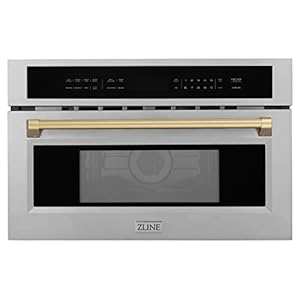 ZLINE Autograph Edition 30” 1.6 cu ft. Built-in Convection Microwave Oven in Fingerprint Resistant Stainless Steel and Champagne Bronze Accents