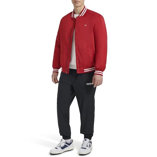 Champion Men's Logo Striped-Trim Varsity Jacket2