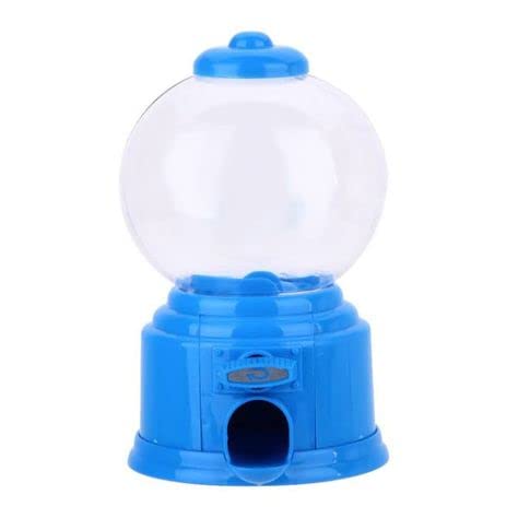 Round Mini Candy Gumball Jelly Beans Sugar Vending Machine Snack Dispenser Cute Sweets Mini Candy Machine Bubble Gumball Dispenser Coin Bank (Candy Gumball Not Included (Blue)