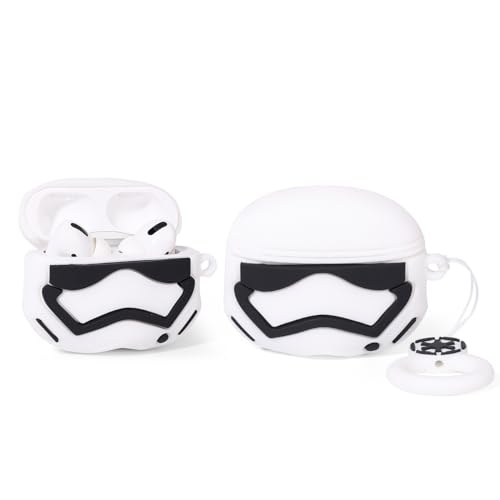 Étui pour AirPods Pro 2ème/1ère Génération (2023/2022/2019) avec porte-clés, XMBYGY Étui en silicone mignon avec dessins animés, protection antichoc avec kits pour femmes et hommes (WhiteSoldier)