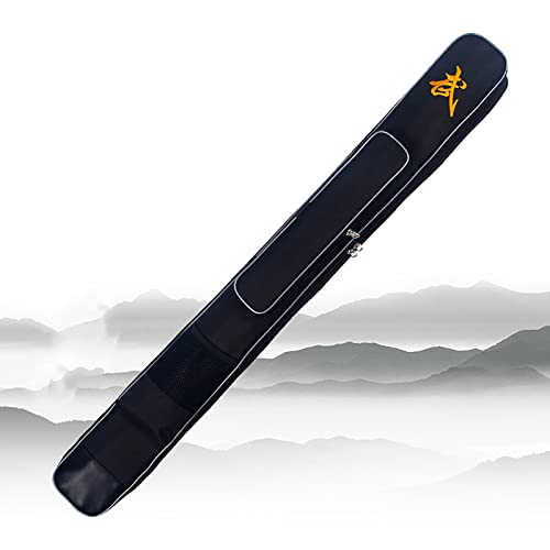 中国カンフー剣包、 オックスフォード生地 二重層 武術剣キャリーケース スティックバッグオプション ブラック(レッド/シルバーエッジ)(Black(silver Edge),A)