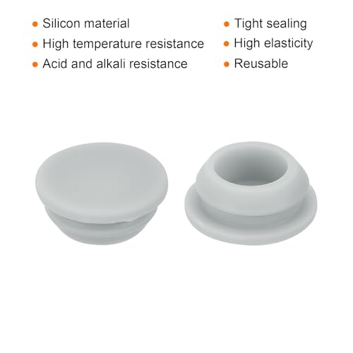 Image of MECCANIXITY 20pcs Silicone Snap in Locking Hole Plugs,12mm /0.5 Inch Mounting Diameter Narrow Groove Width 2mm Panel Seal Cover Round for Kitchen Bulkheads Waterproof Sealing Plugs Grey