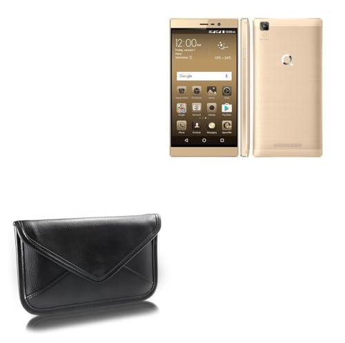 BoxWave Case Compatible with QMobile E1 - Elite Leather Messenger Pouch, Synthetic Leather Cover Case Envelope Design - Jet Black