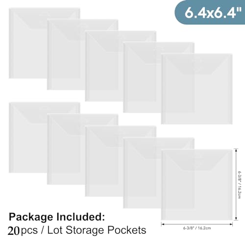 Image of Briartw 20 Pack Storage Envelopes,Clear 6.4x6.4 inch Resealable Plastic Envelopes Pockets for Cutting Dies Stencil Crafts Organizer Holder,Storage Bag for Clear Stamp,Die Cuts,Scrapbook Paper,Photos