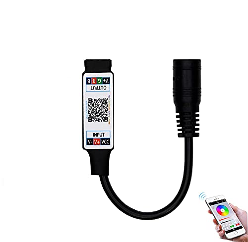 TOPXCDZ Mini RGB Bluetooth Controller DC 5V 12V 24V Music BT Smart APP Controller Light Strip Control for RGB LED Strip (Mini DC Bluetooth Black)