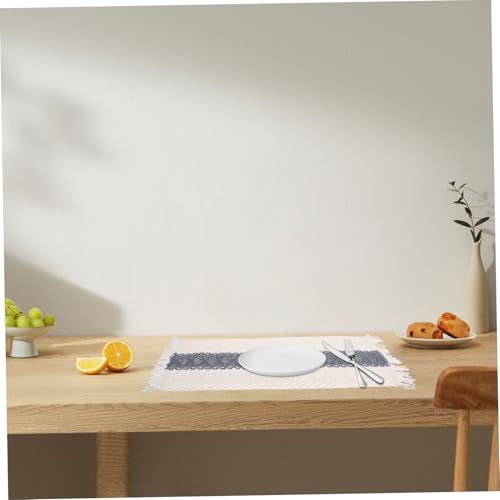 Table Tissés Pompons Rectangulaires Zerodeko : Set de Table Réutilisable - 8
