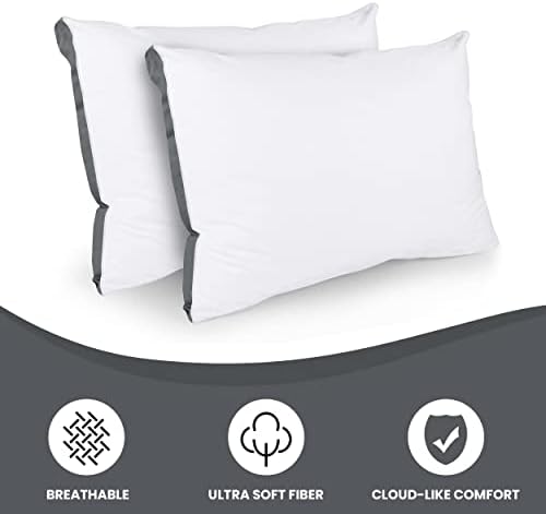 Utopia Bedding Pillows 2 Pack, (Grey) Hotel Quality Pillows, Cotton Blend Fabric, Bed Pillow for Back, Stomach or Side Sleepers