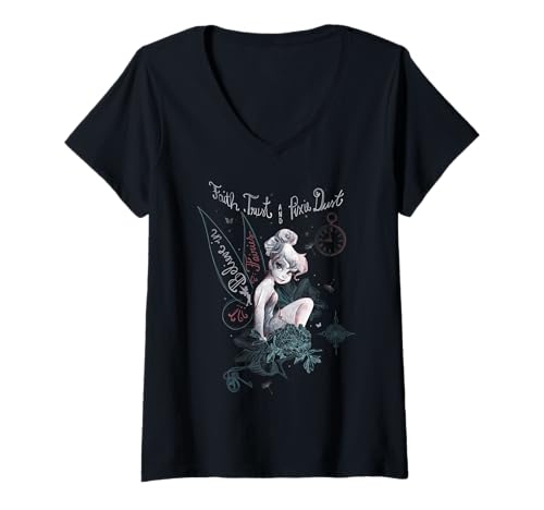 Disney Peter Pan Tinker Bell Believe Drawing T-Shirt avec Col en V