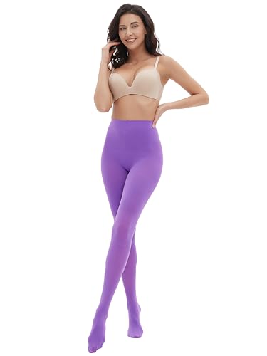 Image of HeyUU Women's 80D Ultra Soft Opaque Tights, High Waist Solid Color Footed Pantyhose with 29 Colors