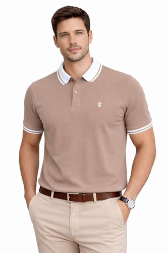 Image of Mens Pique Polo T-Shirt | Cotton Rich, Smart Fit Polo with Embroidered Logo | Casual & Sports Wear | Polo T-Shirt for Men