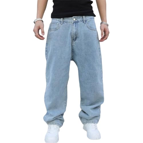 Men's Spring Fall Jeans – Baggy Oversize Straight Loose Wide-Leg Denim Pants, Casual Solid Streetwear