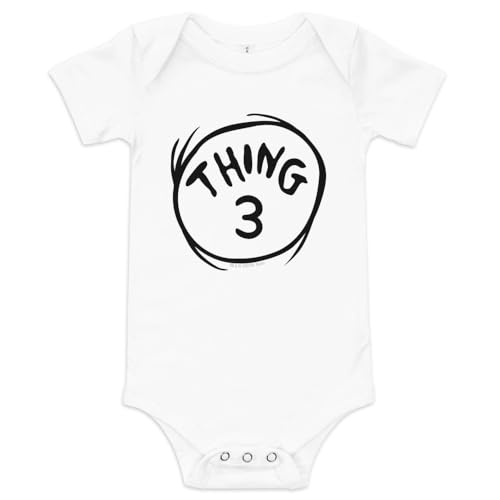 Dr. Seuss The Cat in the Hat Thing 3 - Unisex Baby Short Sleeve Cotton Bodysuit - Officially Licensed - 3-6m