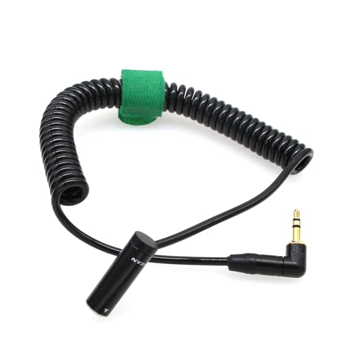 HangTon Cable de audio en espiral para Rode GO inalámbrico a cámara Canon C70 BMPCC 4K BMCC 6K Pro, de 3,5 mm 1/8" a TA3M Mini XLR de 3 patillas de perfil bajo - imagen 4