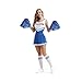 Hooshing 24PCS Blue and White Pom Poms Cheerleading Metallic Foil Cheer Pompoms with Plastic Handles for Rooters Cheering Squad Team Spirit Sports